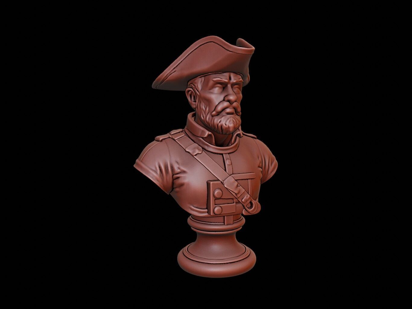 Revolutionary Soldier Bust 3D print model_1