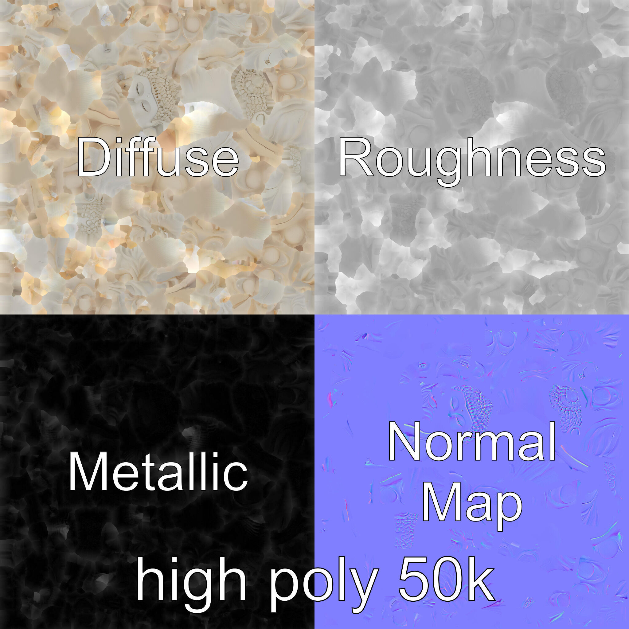 Meditating Buddha Marble Sculpture model pack Low-poly 3D model_3