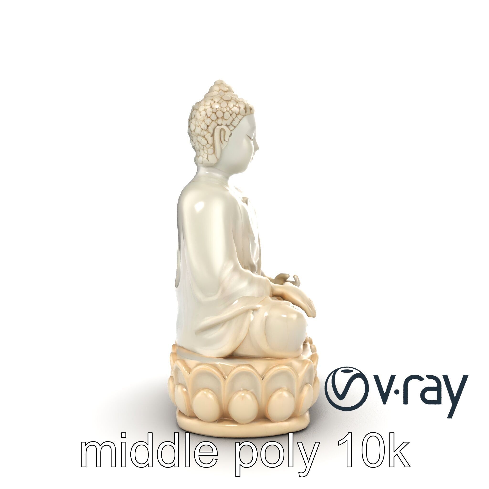 Meditating Buddha Marble Sculpture model pack Low-poly 3D model_26