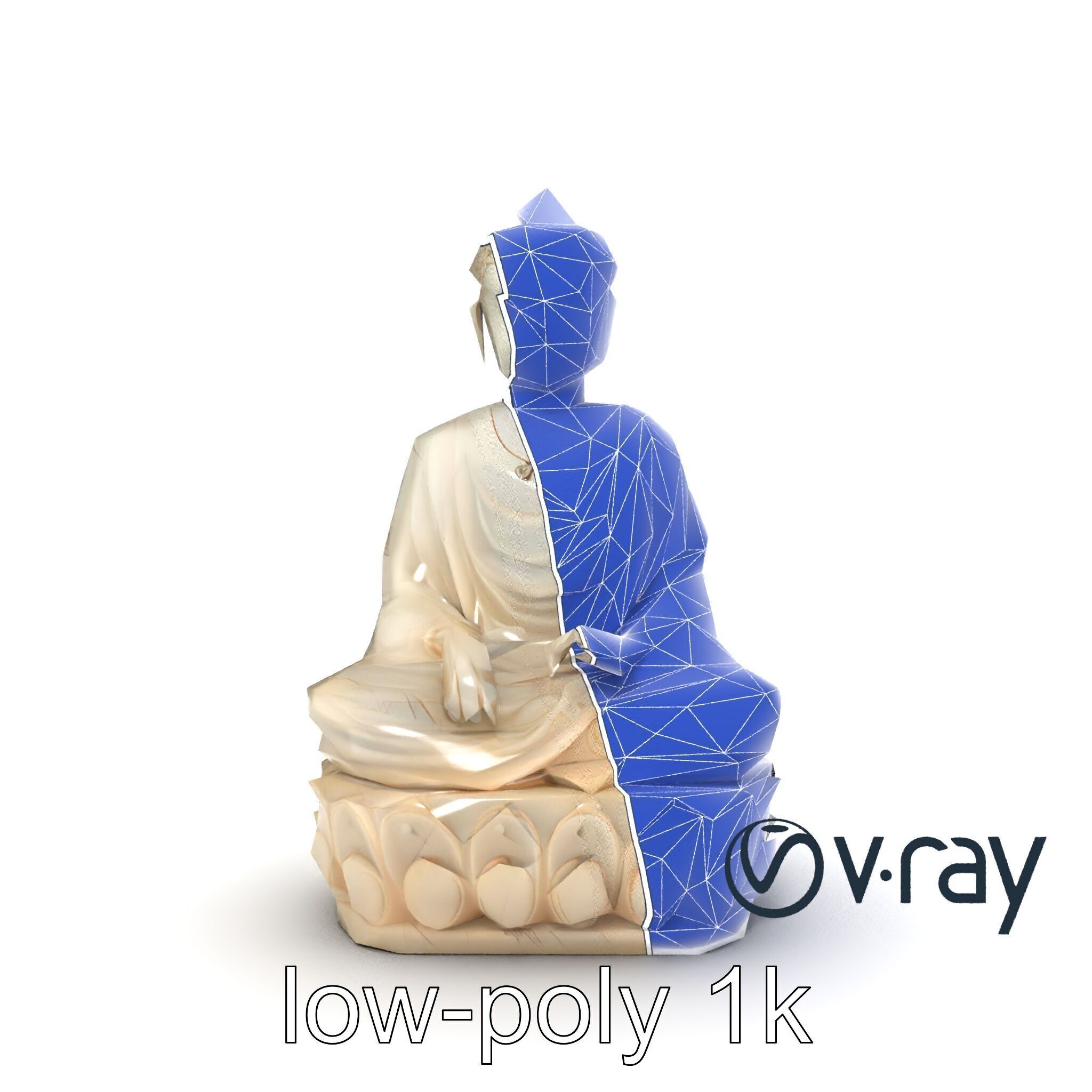 Meditating Buddha Marble Sculpture model pack Low-poly 3D model_22