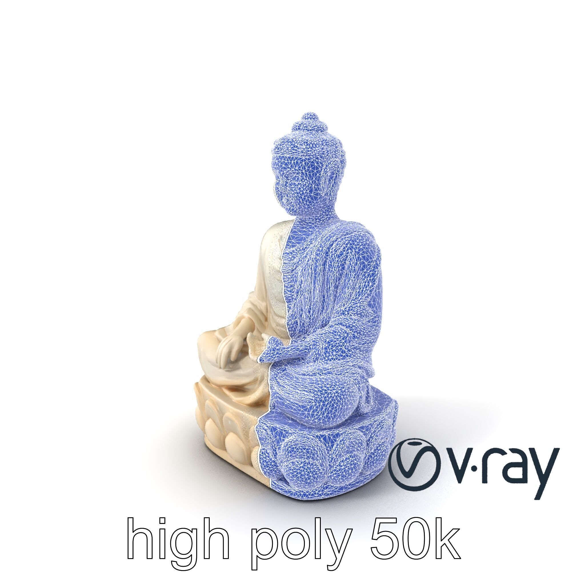 Meditating Buddha Marble Sculpture model pack Low-poly 3D model_10