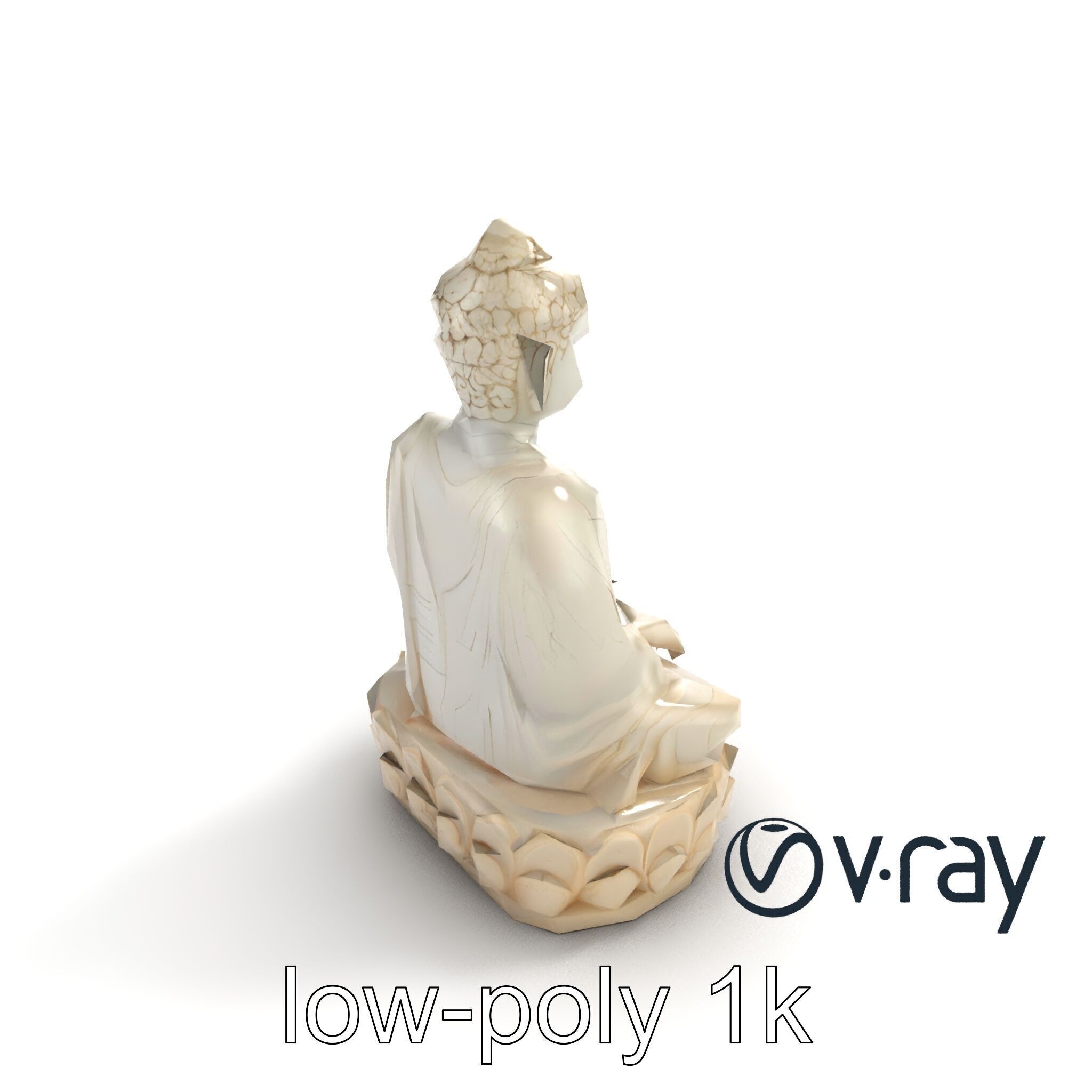 Meditating Buddha Marble Sculpture model pack Low-poly 3D model_9