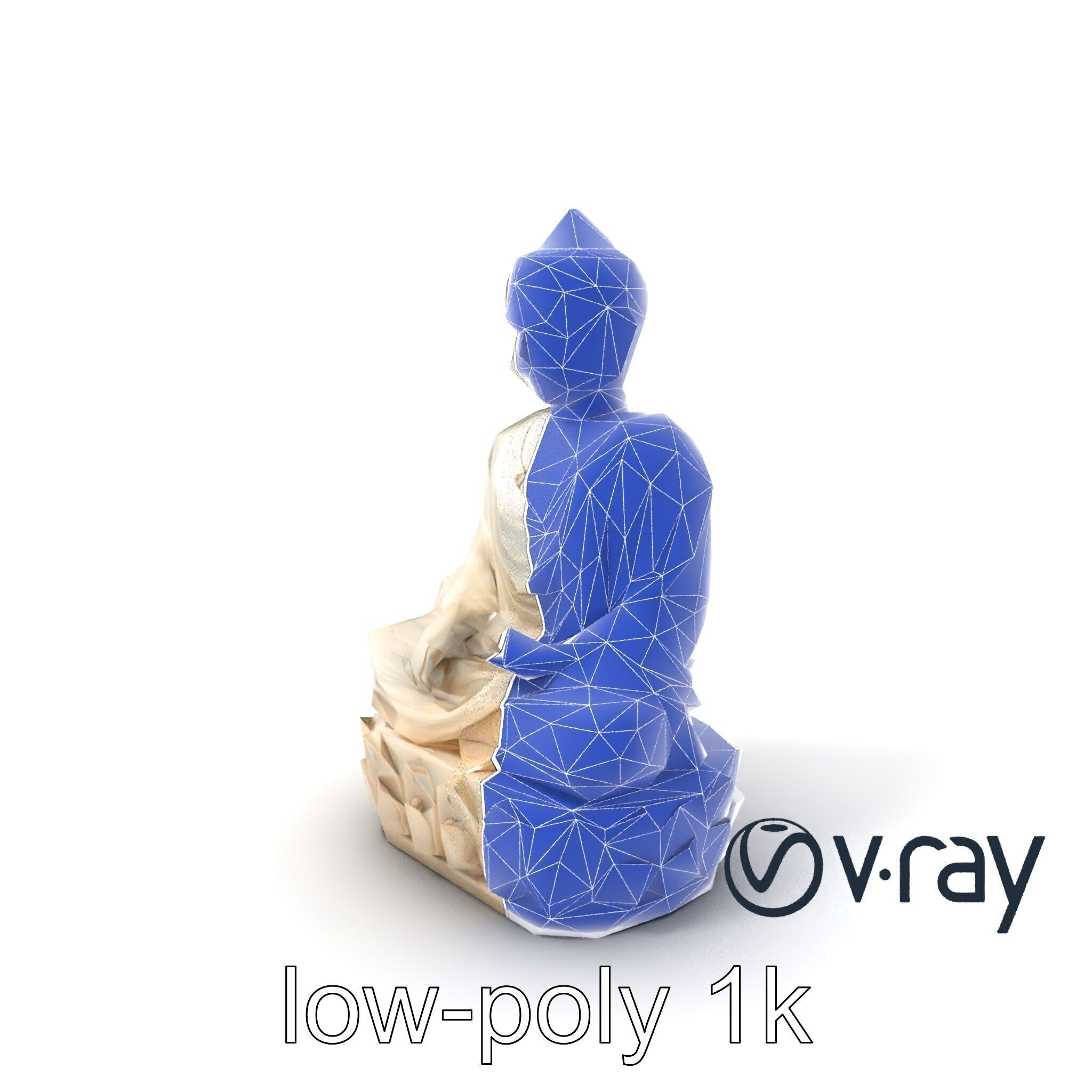 Meditating Buddha Marble Sculpture model pack Low-poly 3D model_7
