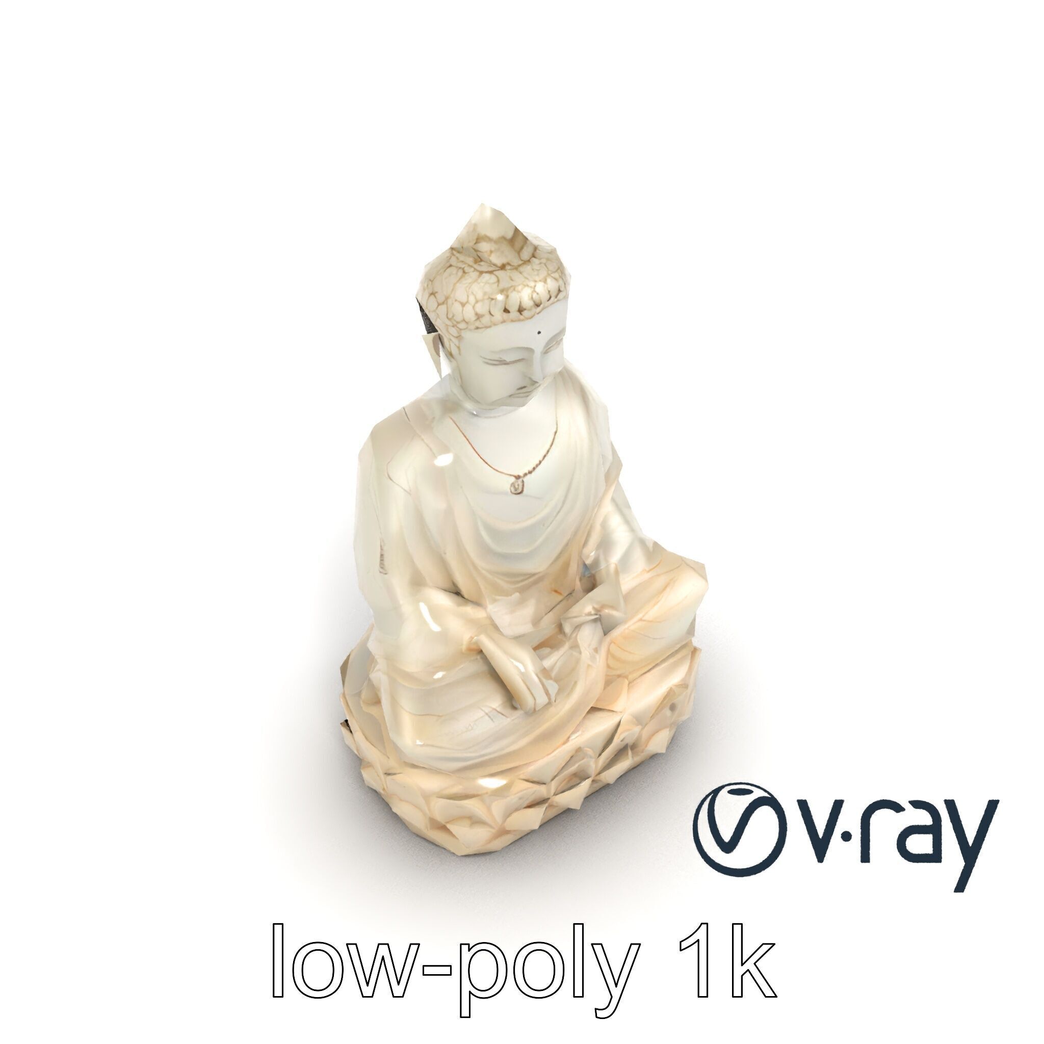 Meditating Buddha Marble Sculpture model pack Low-poly 3D model_23