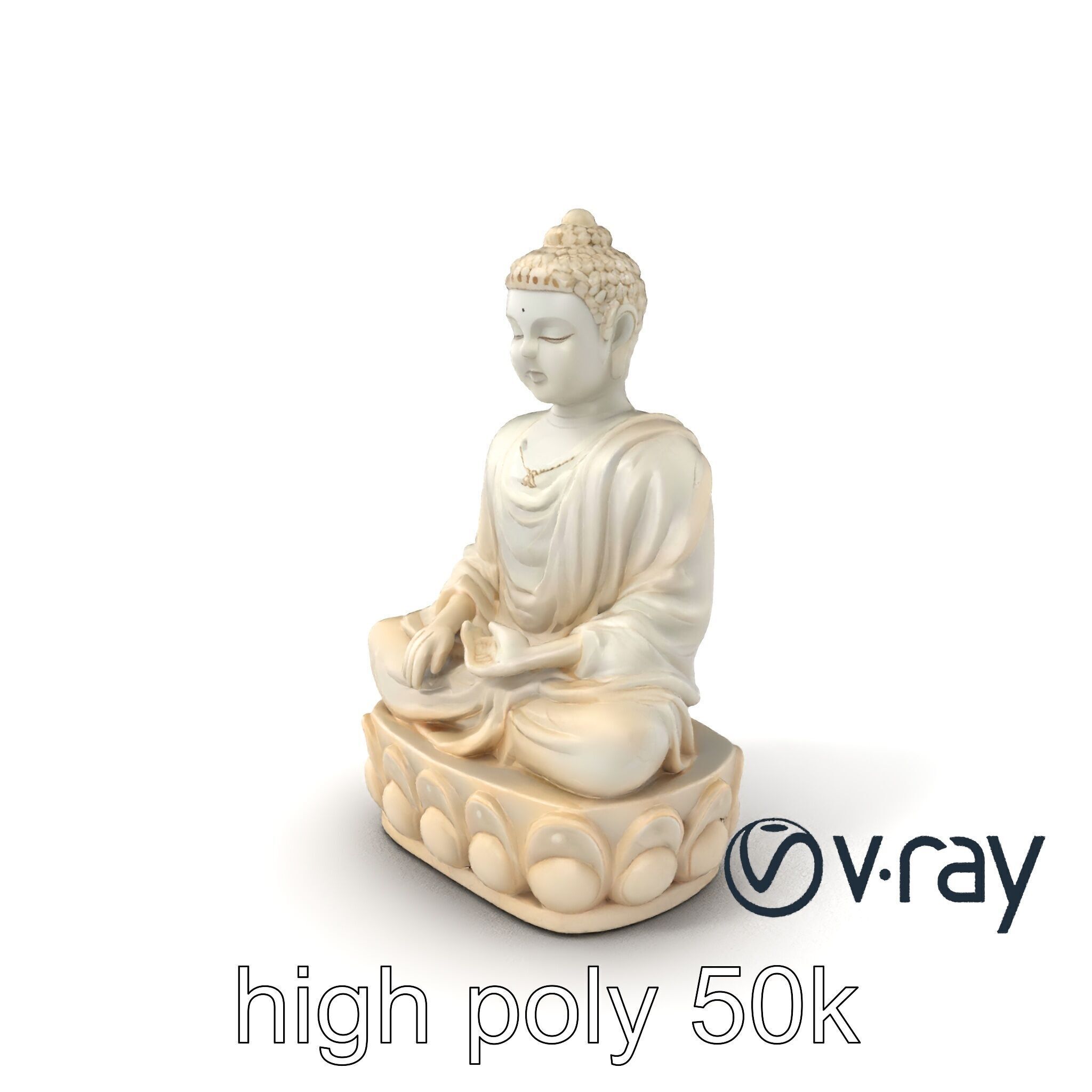 Meditating Buddha Marble Sculpture model pack Low-poly 3D model_2