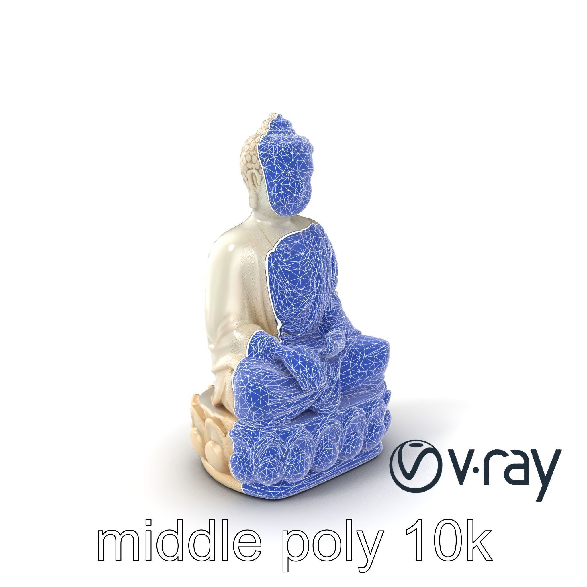 Meditating Buddha Marble Sculpture model pack Low-poly 3D model_6