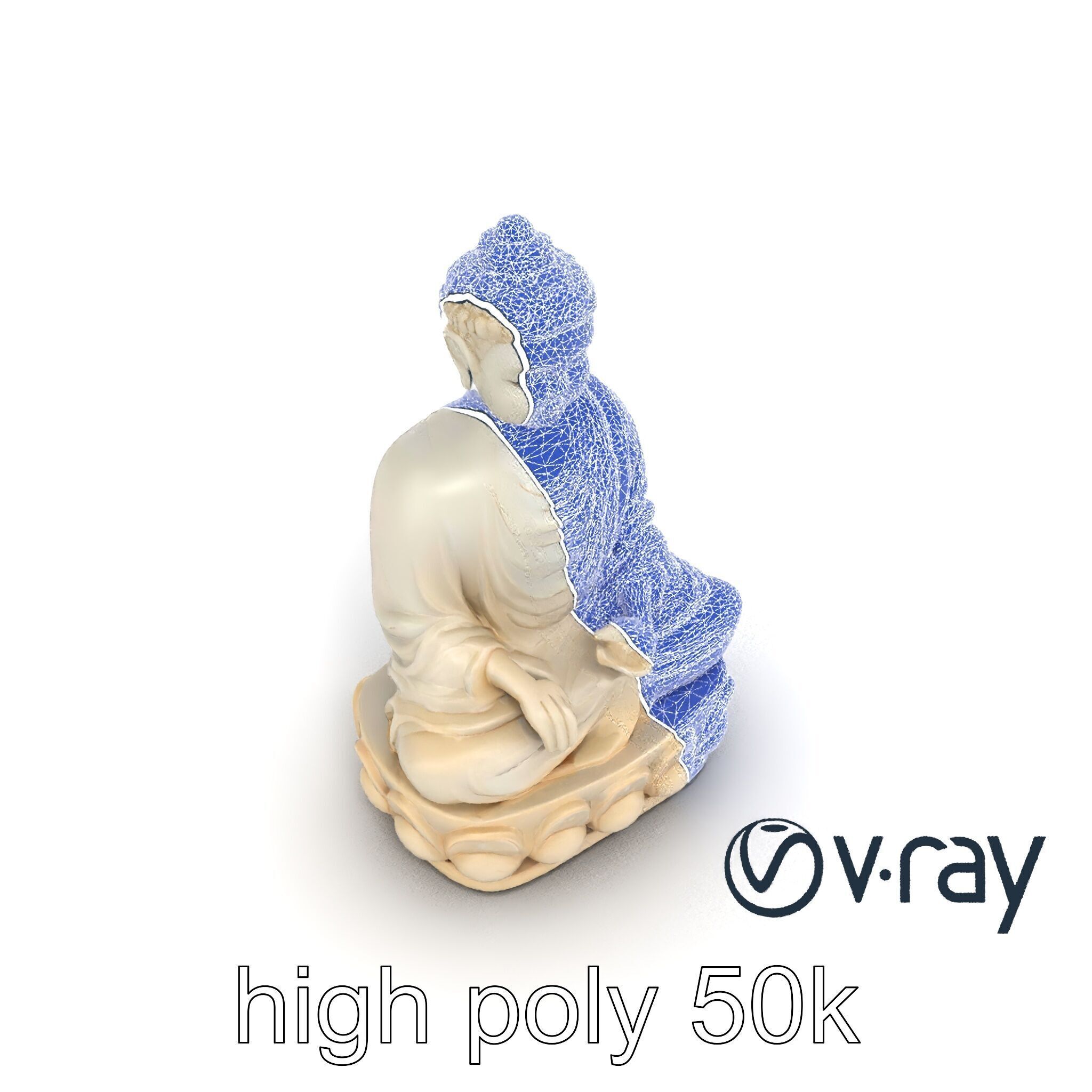 Meditating Buddha Marble Sculpture model pack Low-poly 3D model_16