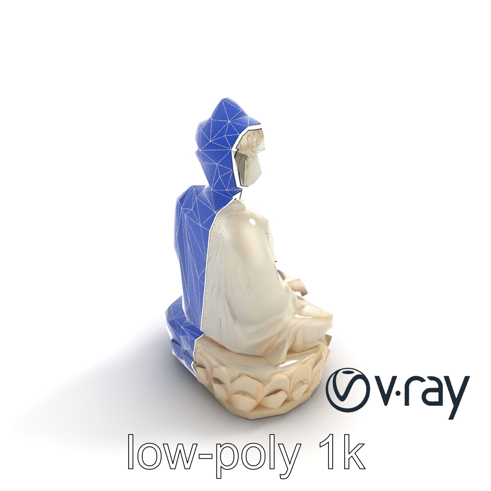Meditating Buddha Marble Sculpture model pack Low-poly 3D model_18