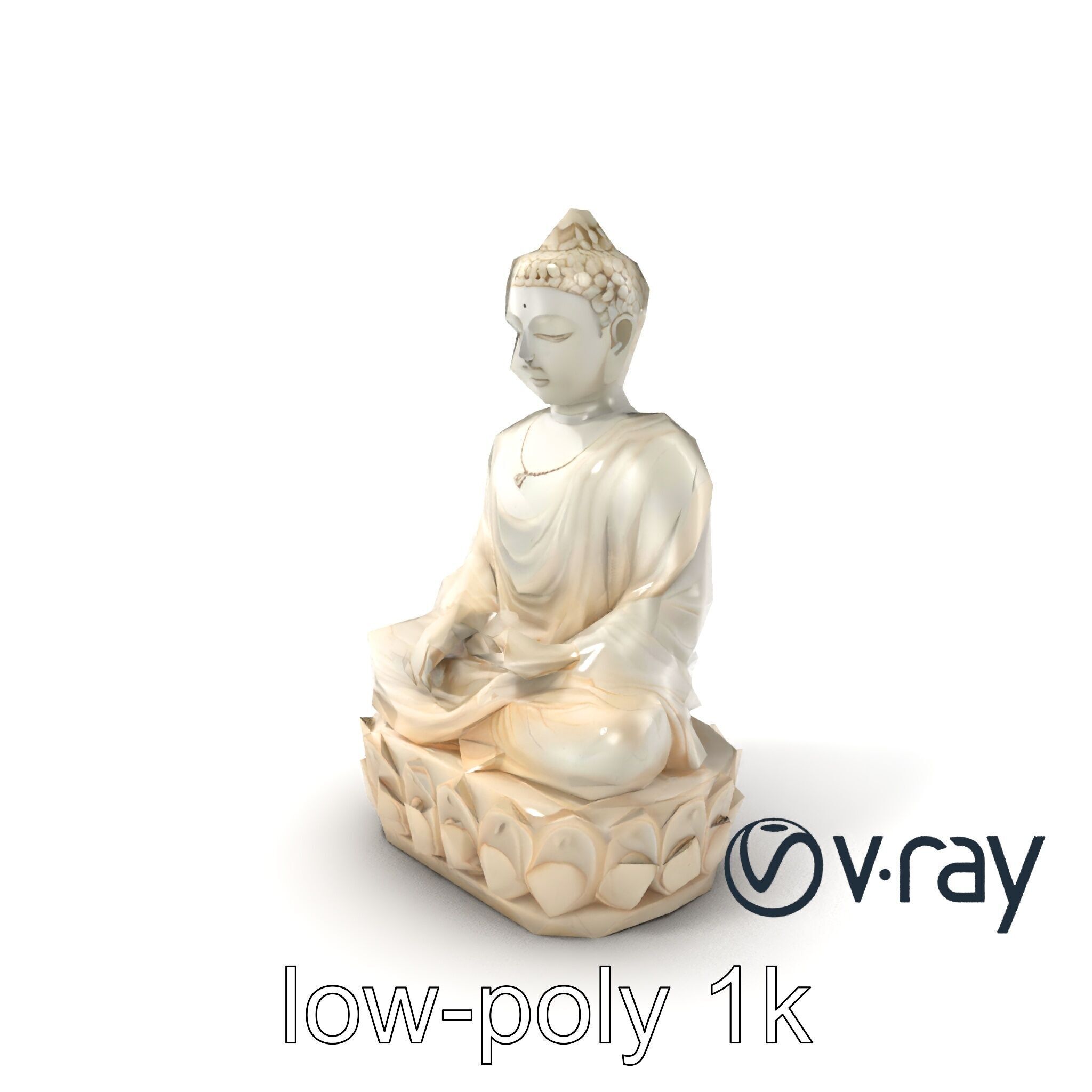 Meditating Buddha Marble Sculpture model pack Low-poly 3D model_5