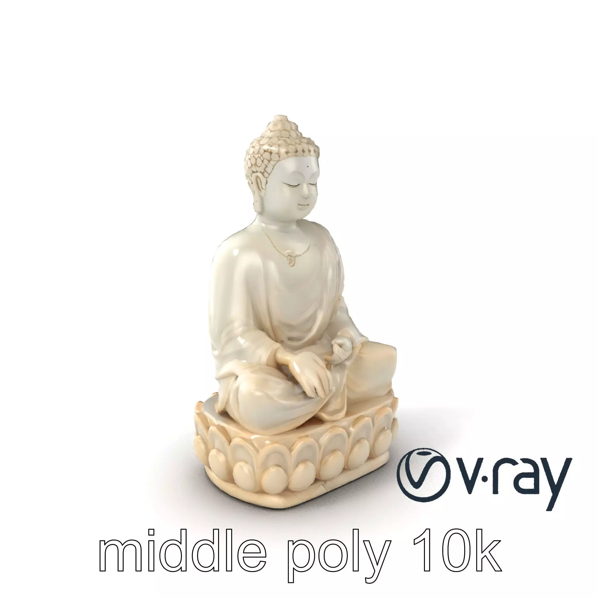 Meditating Buddha Marble Sculpture model pack Low-poly 3D model_0