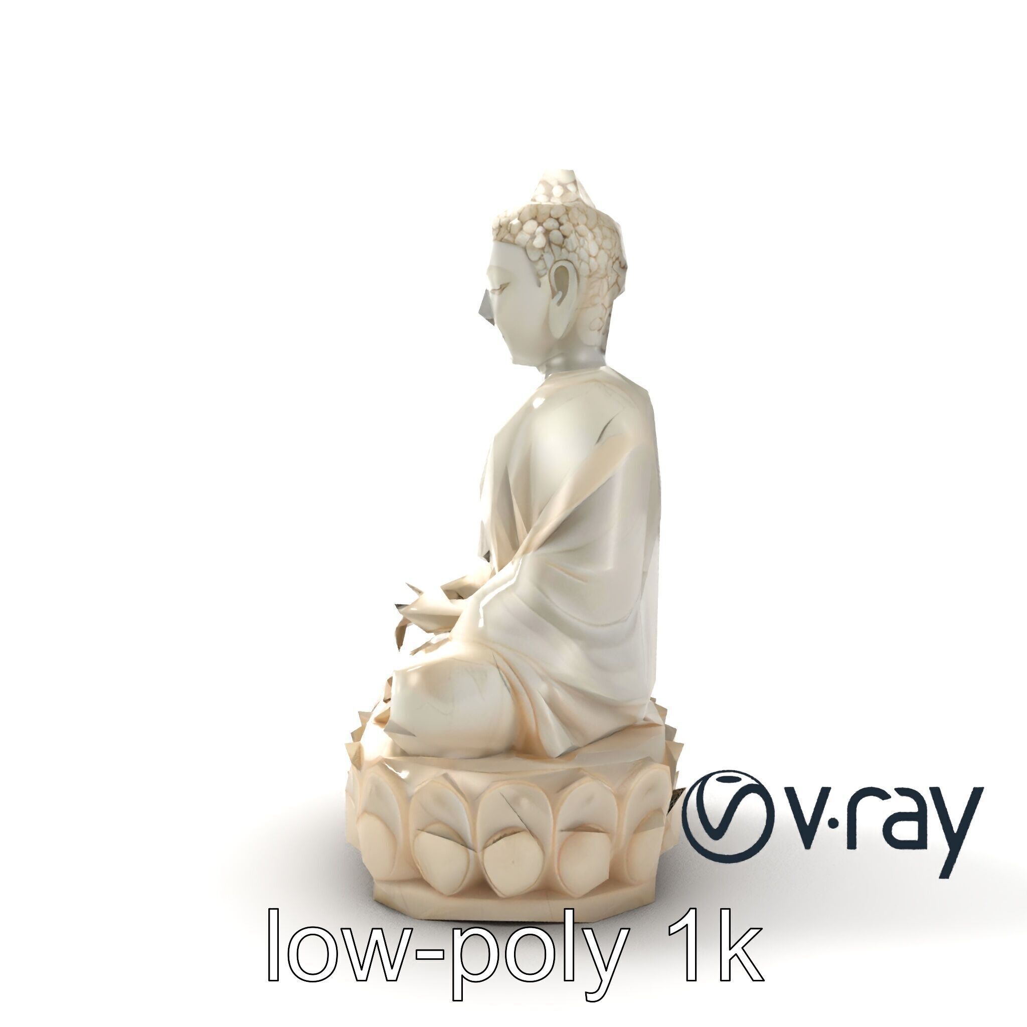 Meditating Buddha Marble Sculpture model pack Low-poly 3D model_15