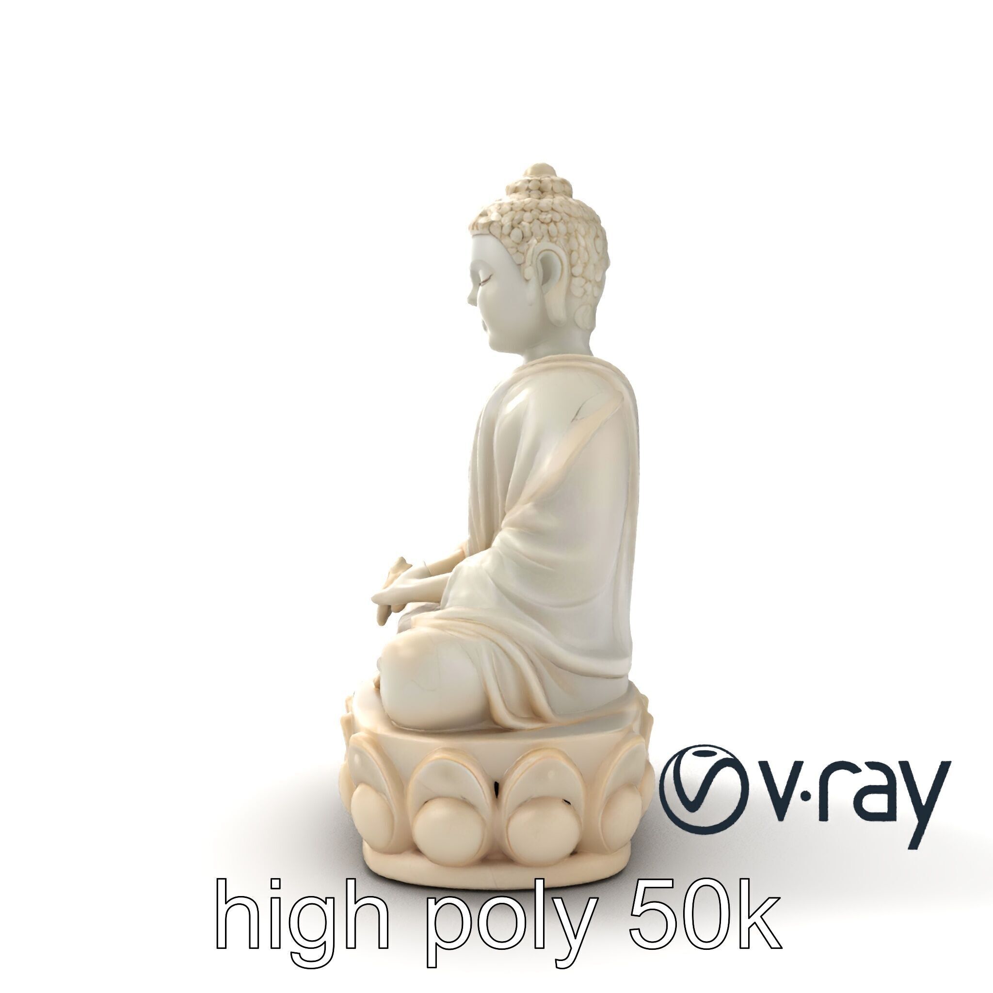 Meditating Buddha Marble Sculpture model pack Low-poly 3D model_19