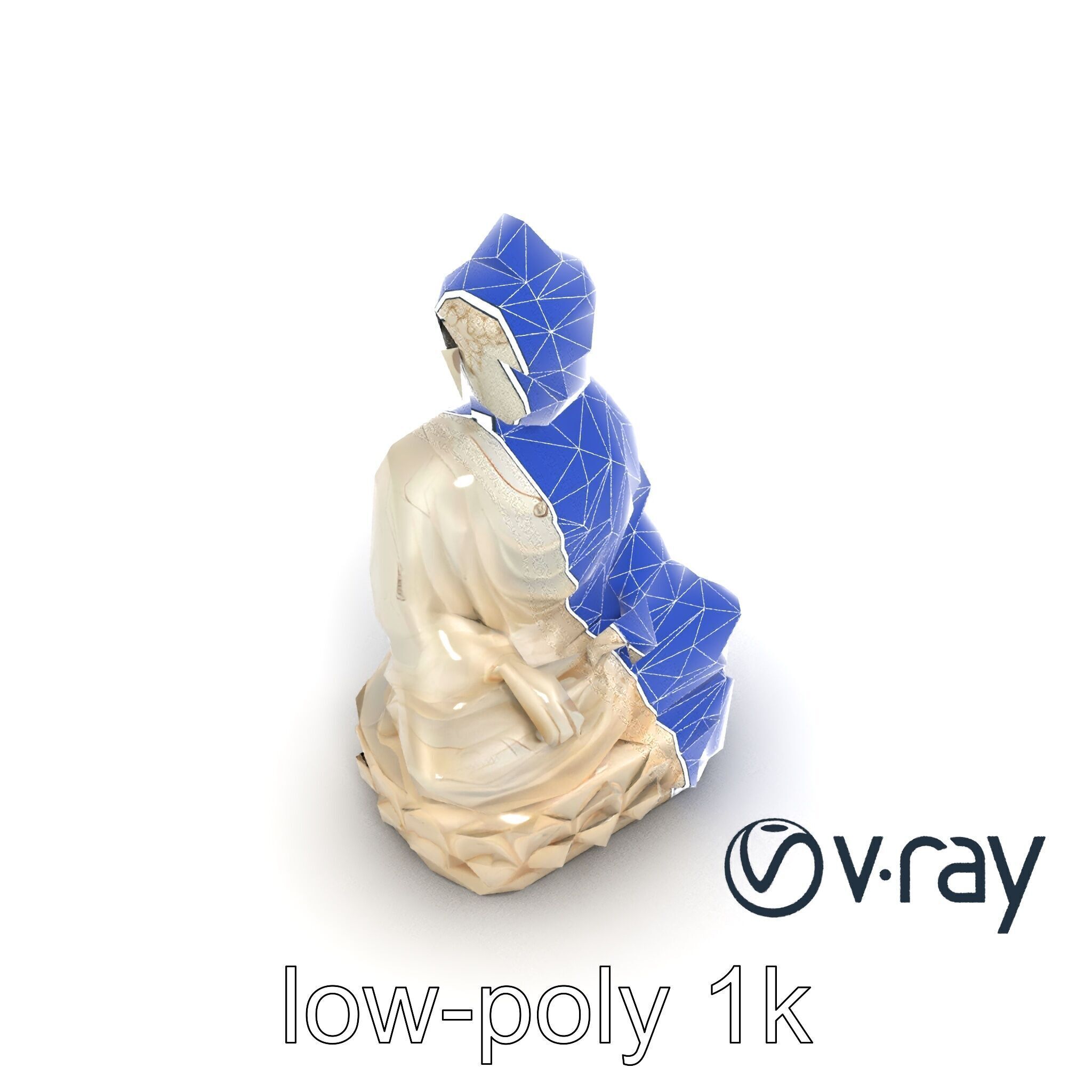 Meditating Buddha Marble Sculpture model pack Low-poly 3D model_28