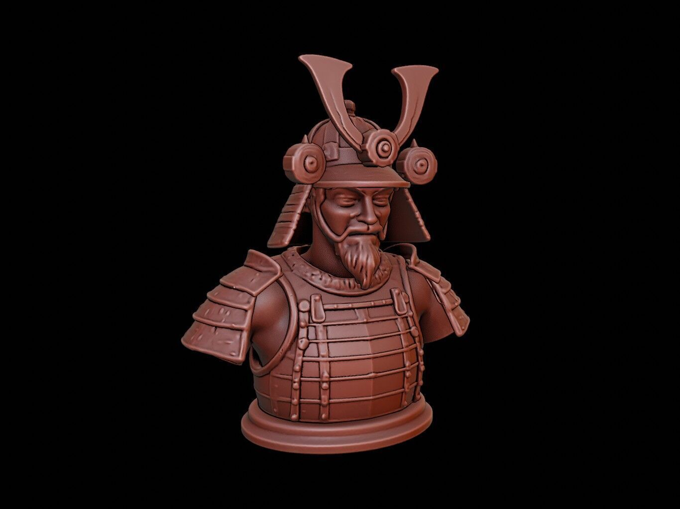 Samurai Bust 3D print model_1