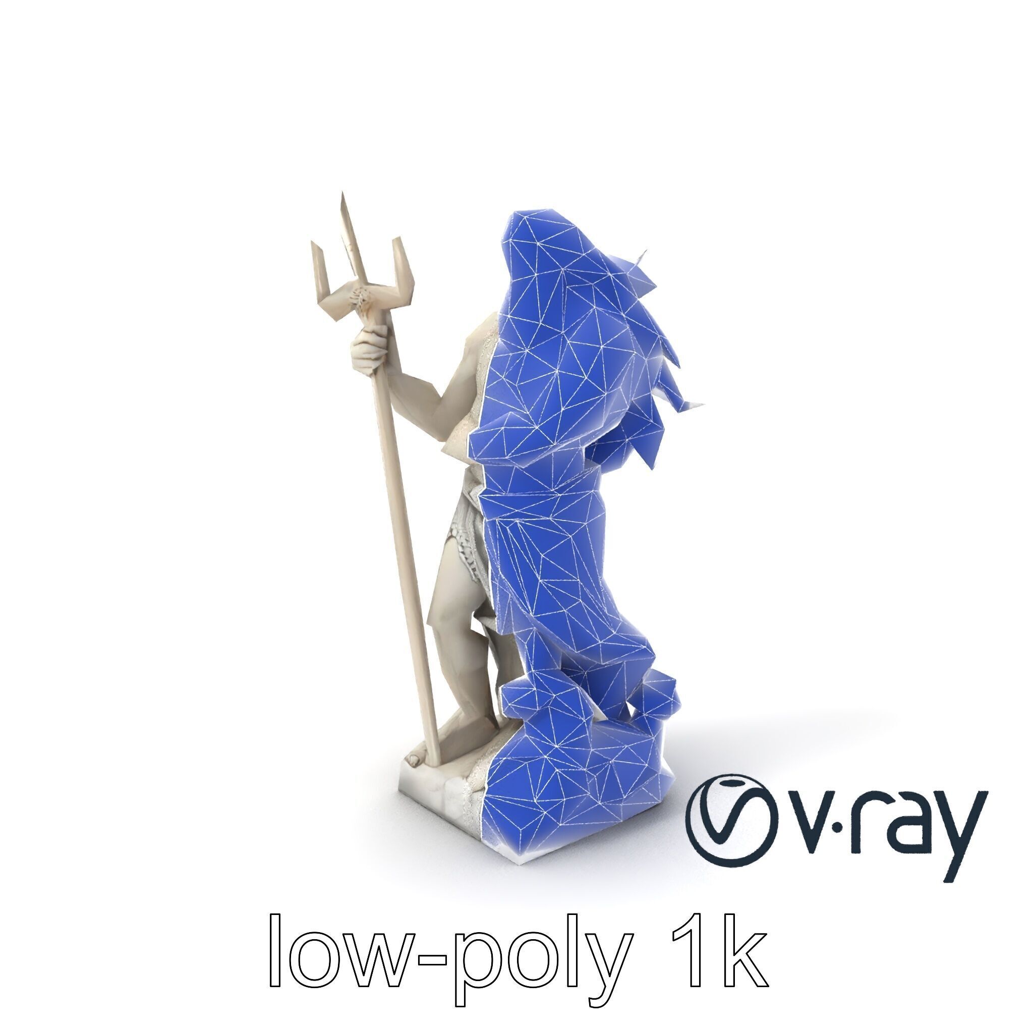 Poseidon Mythological Statue model pack Low-poly 3D model_6