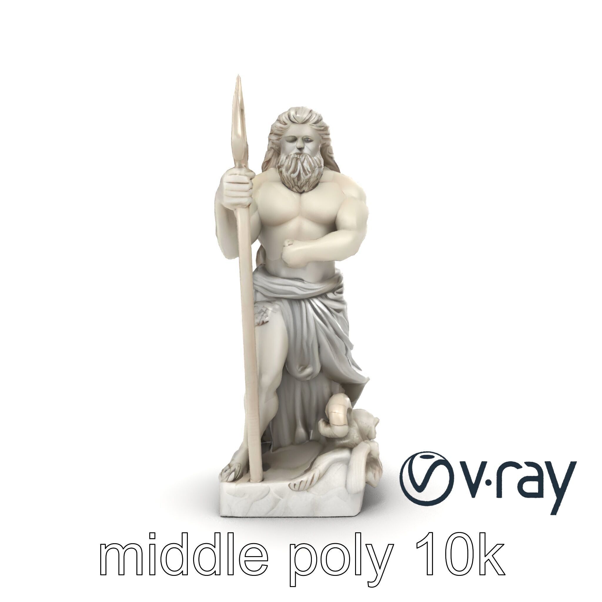 Poseidon Mythological Statue model pack Low-poly 3D model_14