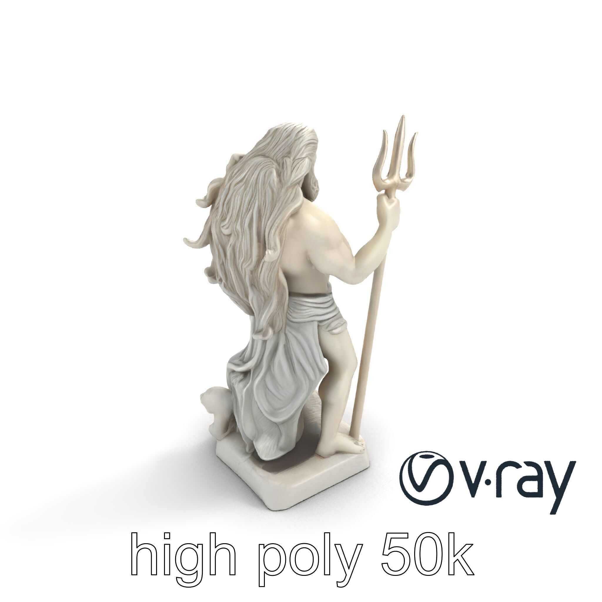 Poseidon Mythological Statue model pack Low-poly 3D model_9