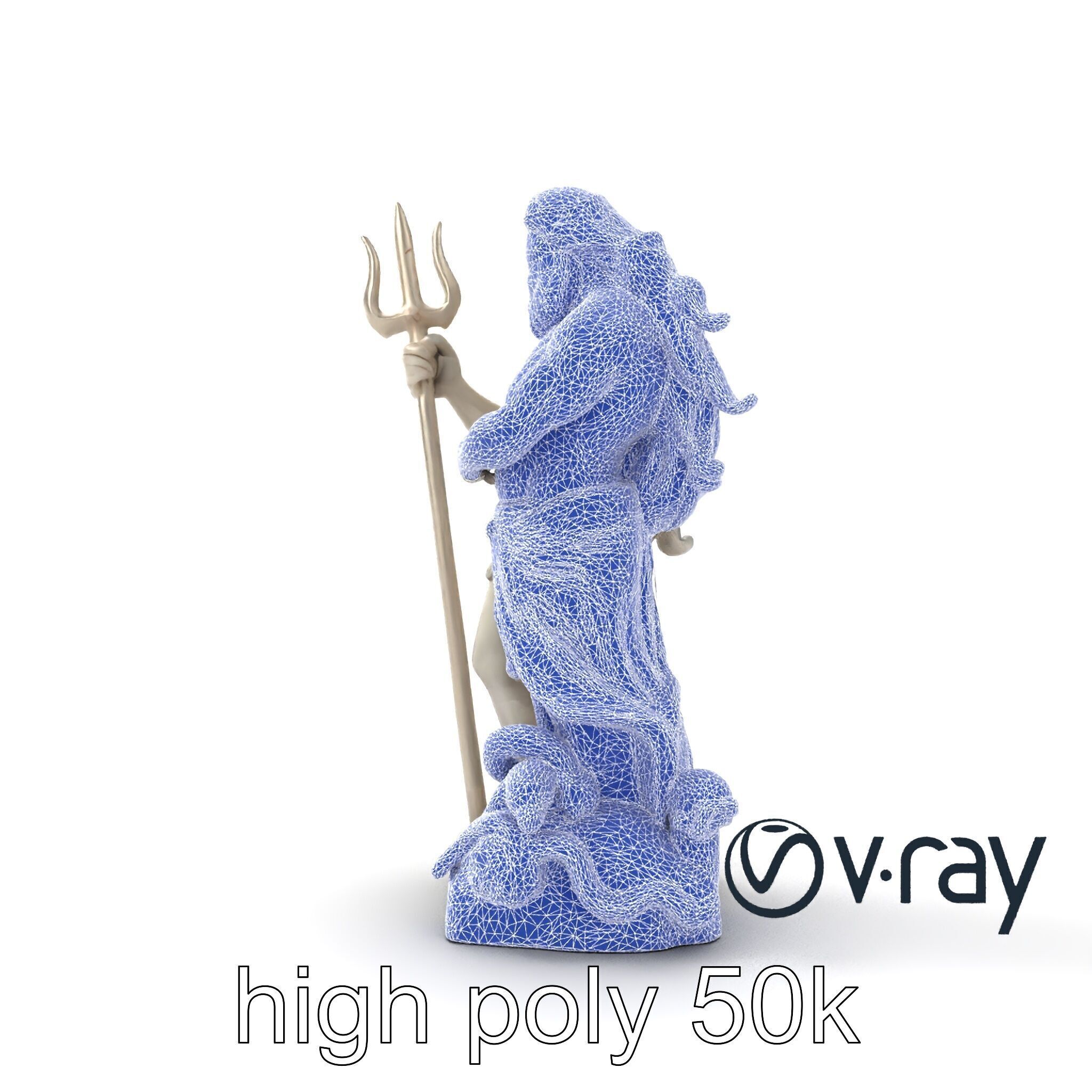 Poseidon Mythological Statue model pack Low-poly 3D model_30