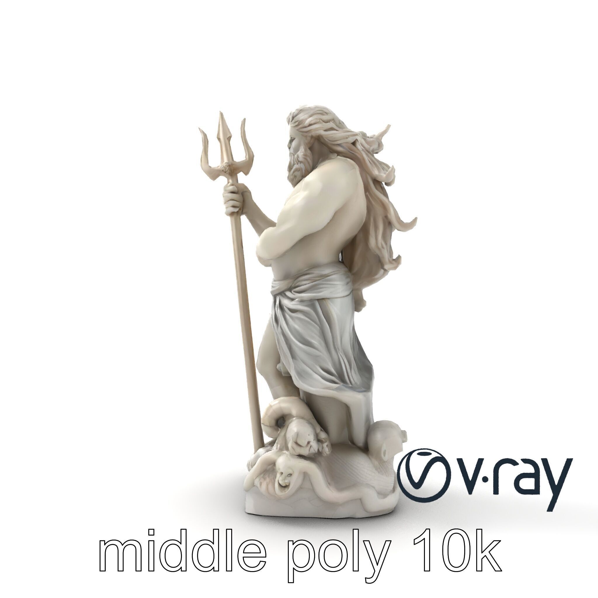 Poseidon Mythological Statue model pack Low-poly 3D model_16