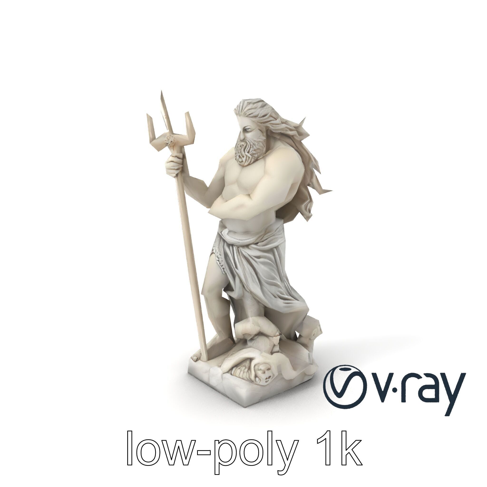 Poseidon Mythological Statue model pack Low-poly 3D model_4
