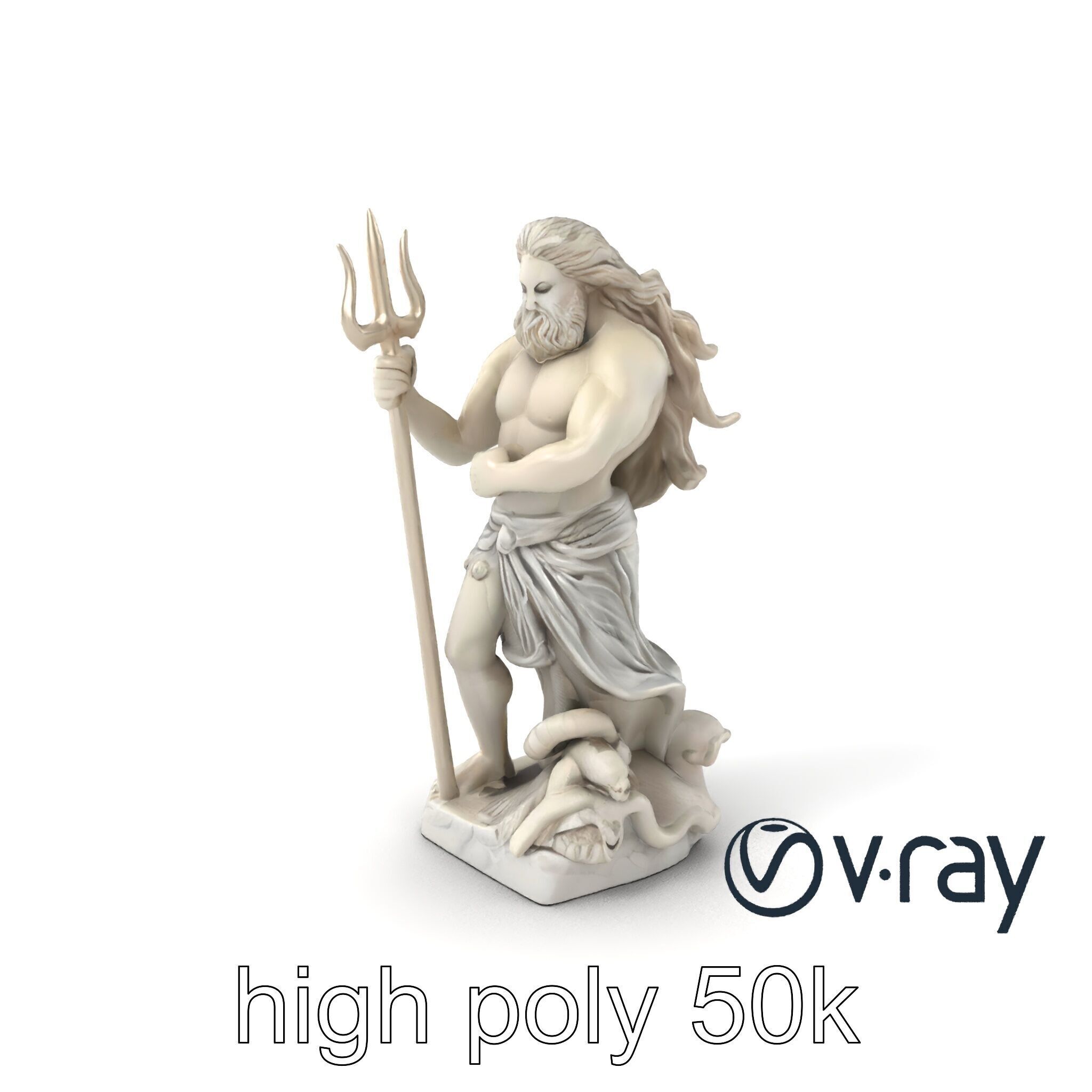 Poseidon Mythological Statue model pack Low-poly 3D model_2