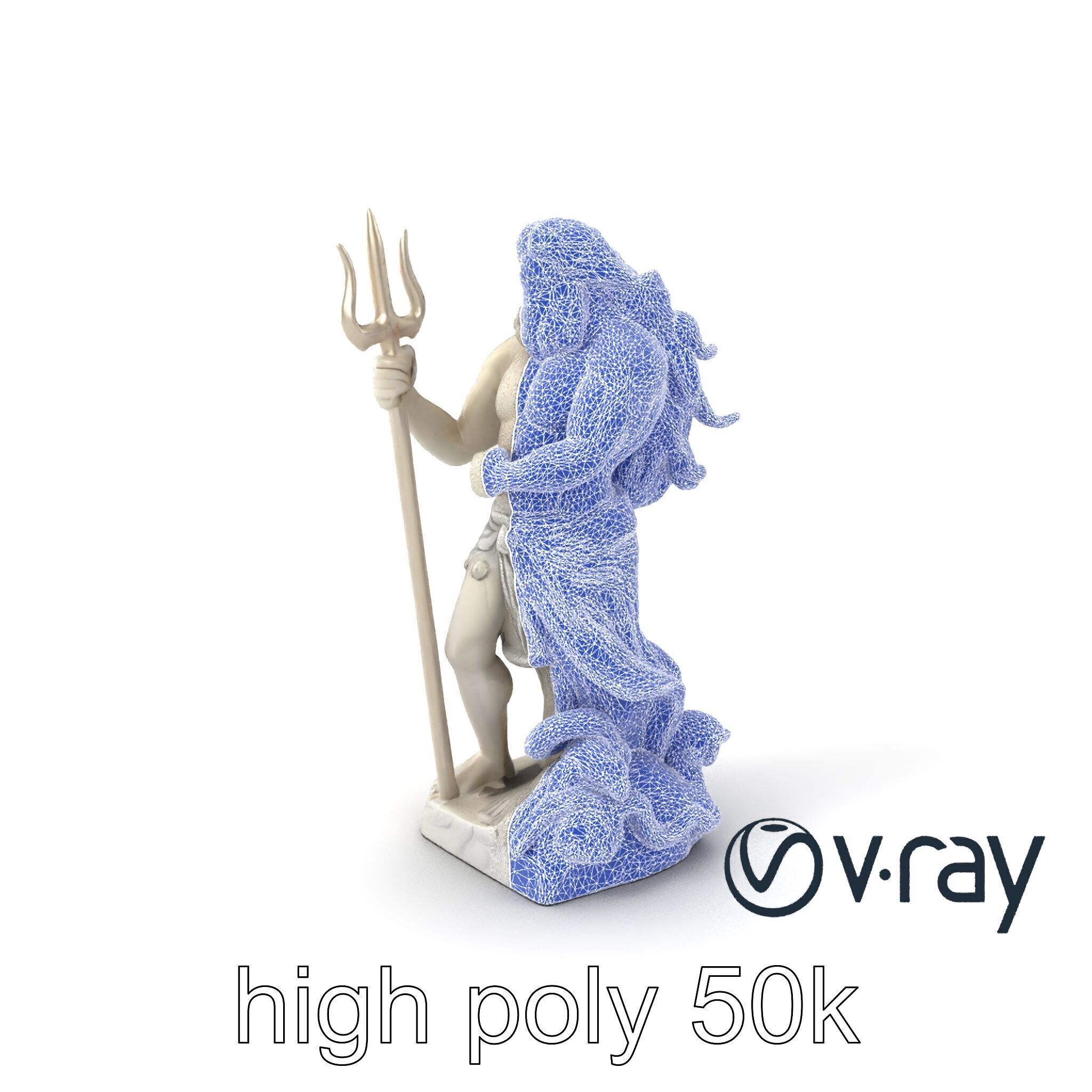 Poseidon Mythological Statue model pack Low-poly 3D model_1