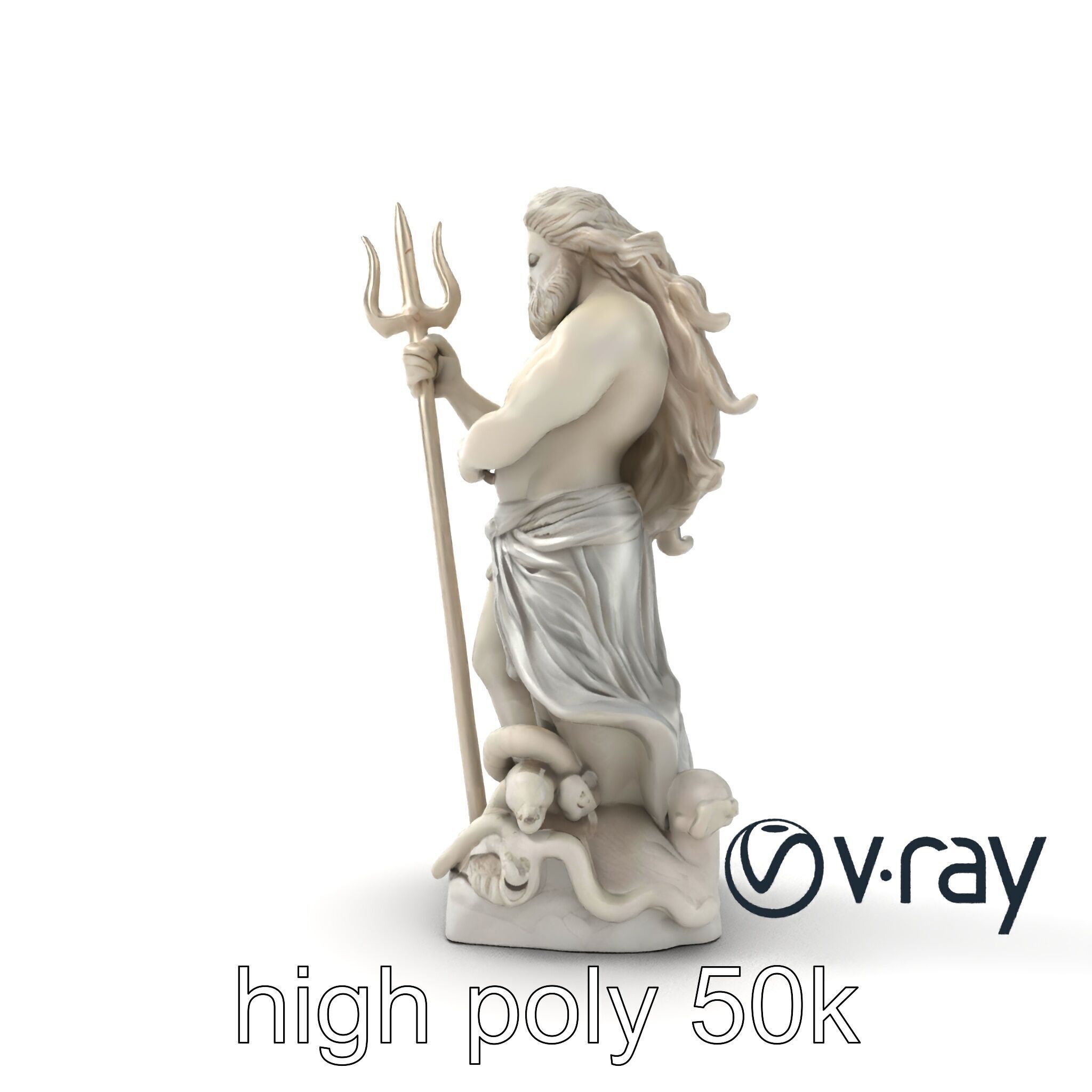 Poseidon Mythological Statue model pack Low-poly 3D model_27