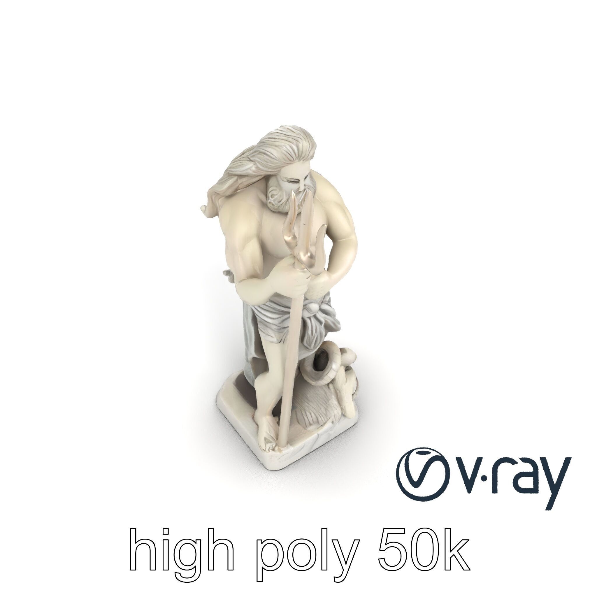 Poseidon Mythological Statue model pack Low-poly 3D model_24