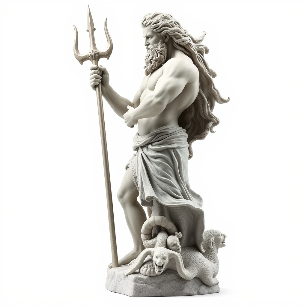 Poseidon Mythological Statue model pack Low-poly 3D model_3