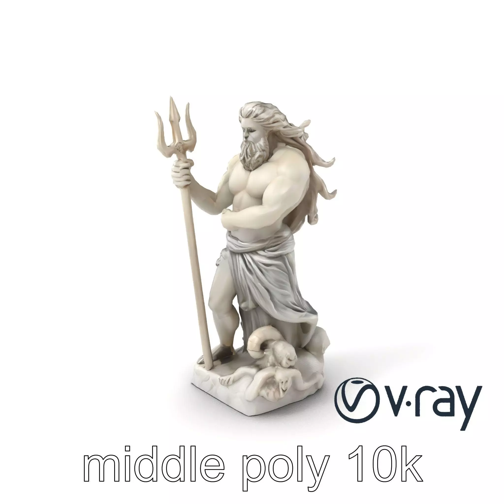 Poseidon Mythological Statue model pack Low-poly 3D model_0
