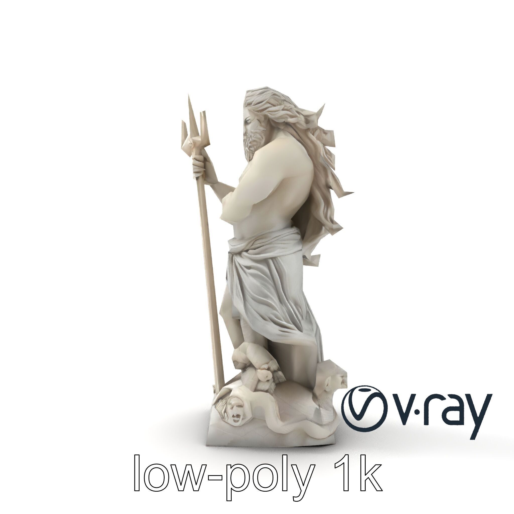 Poseidon Mythological Statue model pack Low-poly 3D model_22