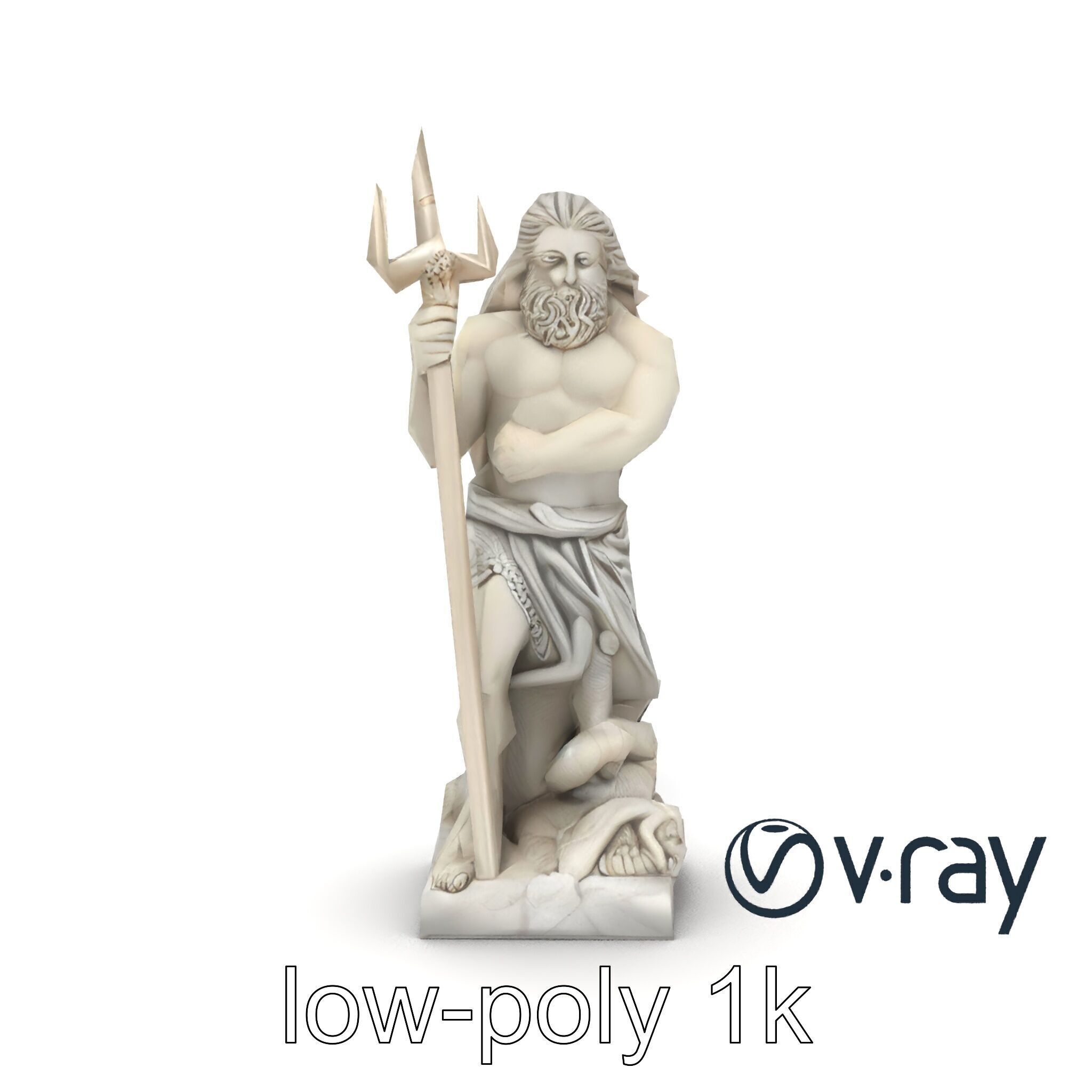 Poseidon Mythological Statue model pack Low-poly 3D model_17
