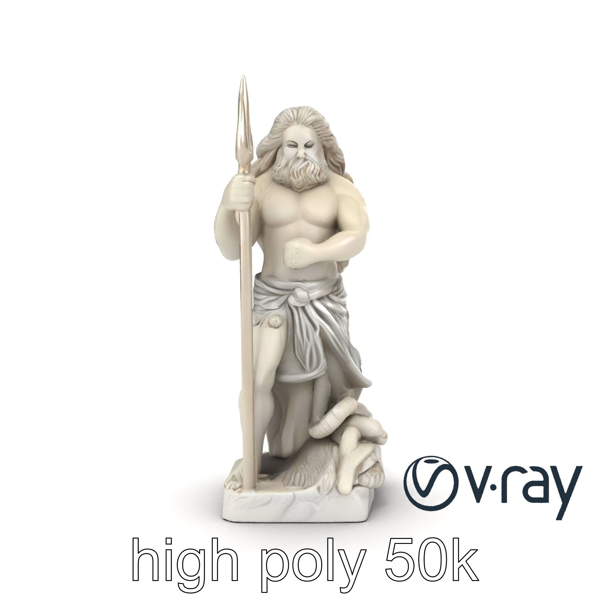 Poseidon Mythological Statue model pack Low-poly 3D model_21