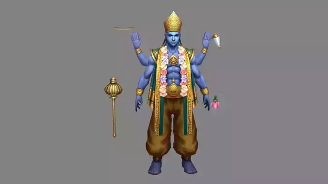 A deity in Buddhism Low-poly 3D model