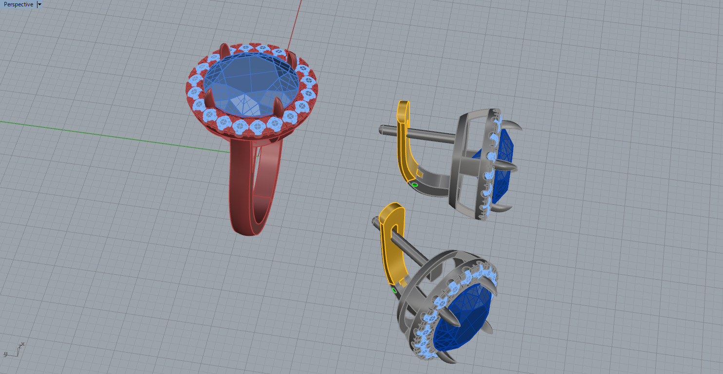 Ring and Earrings set 91258 3D print model_5