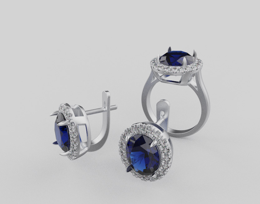 Ring and Earrings set 91258 3D print model_1