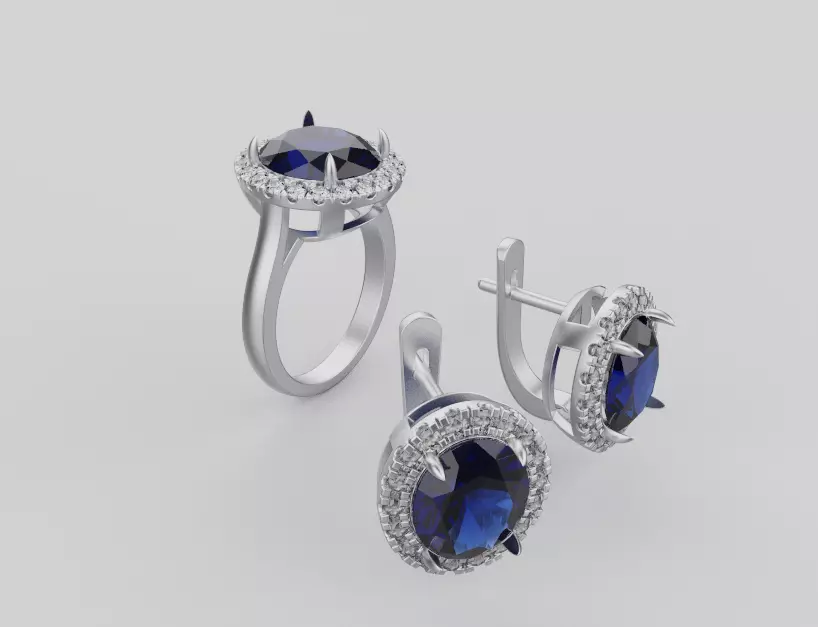 Ring and Earrings set 91258 3D print model_0