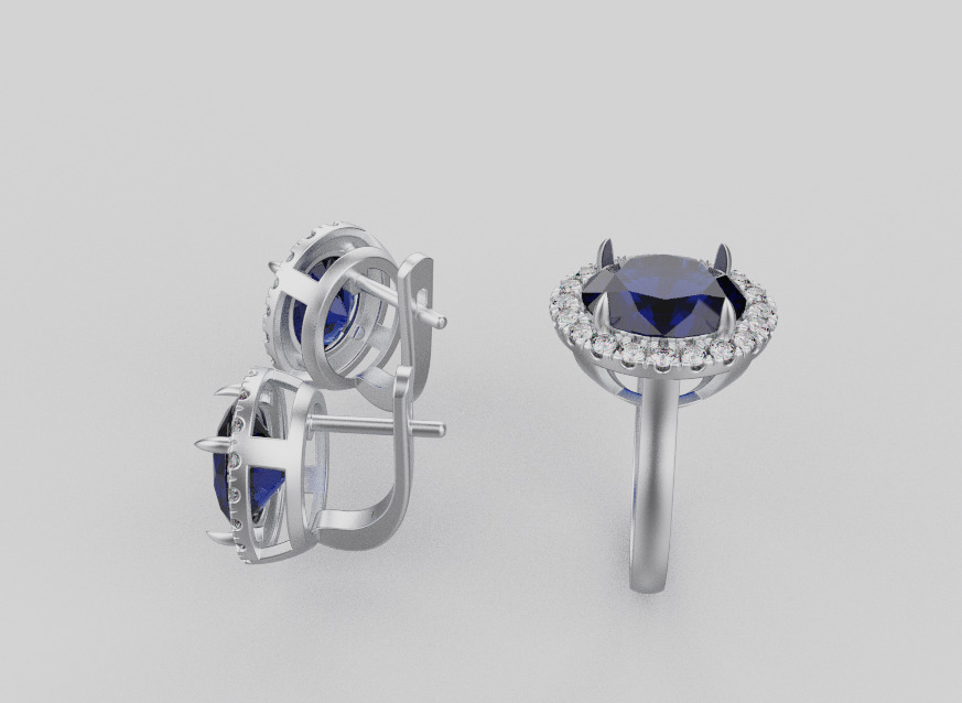 Ring and Earrings set 91258 3D print model_2