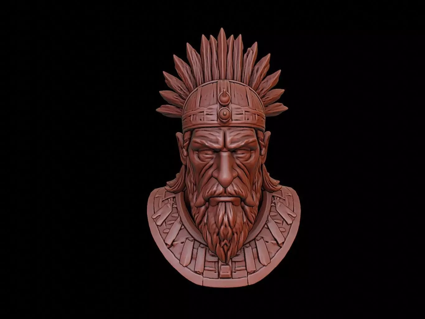 Tribal Chieftain Bust 3D print model_0