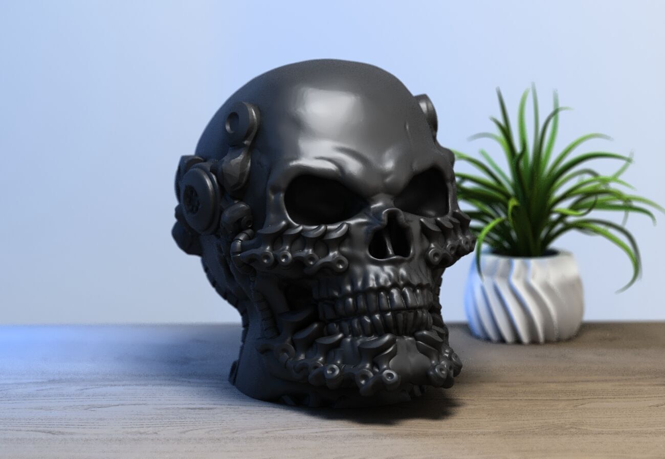 Robot Skull Headphone Stand 3D print model_3