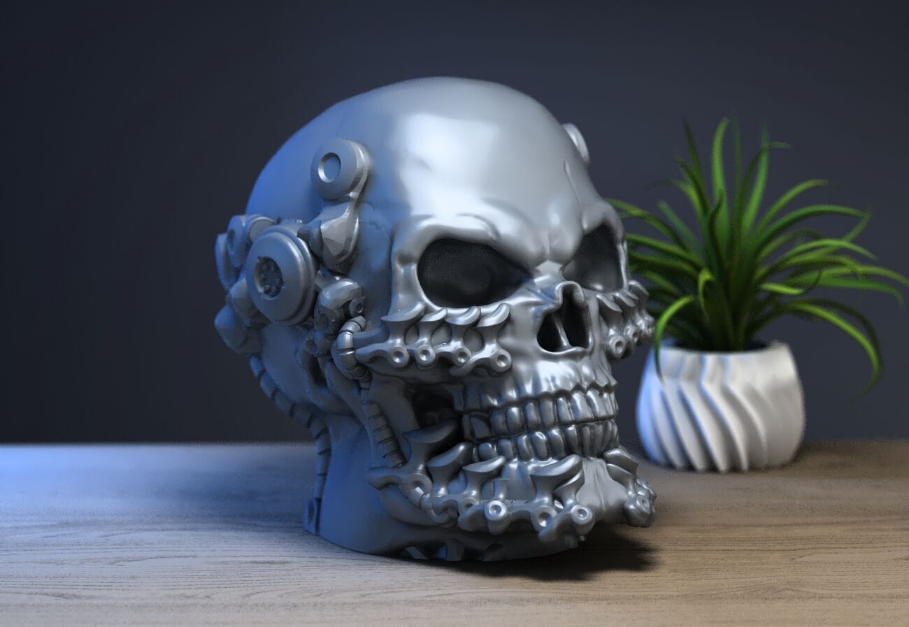 Robot Skull Headphone Stand 3D print model_2