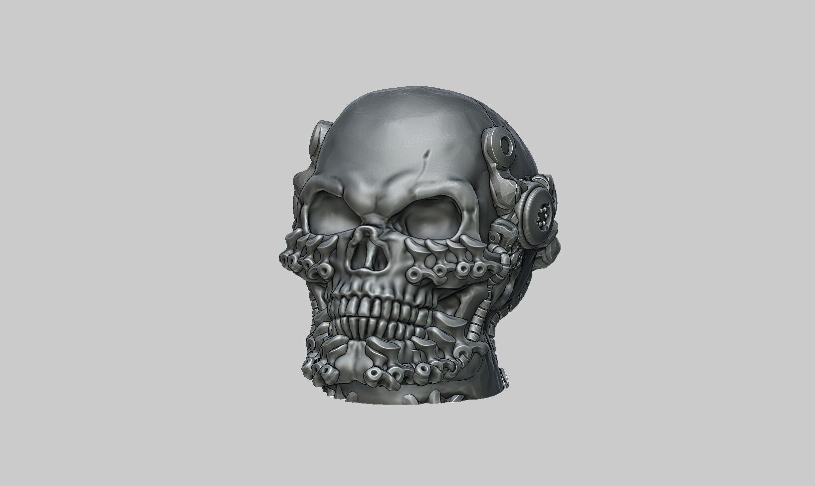 Robot Skull Headphone Stand 3D print model_9