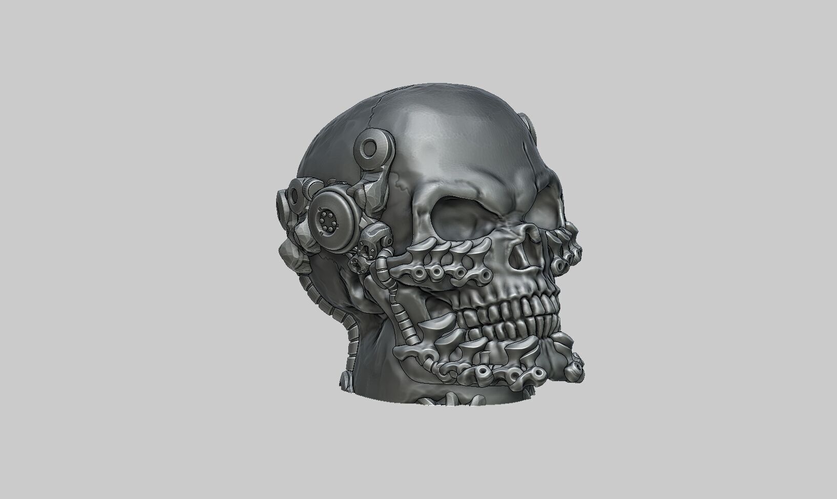 Robot Skull Headphone Stand 3D print model_7