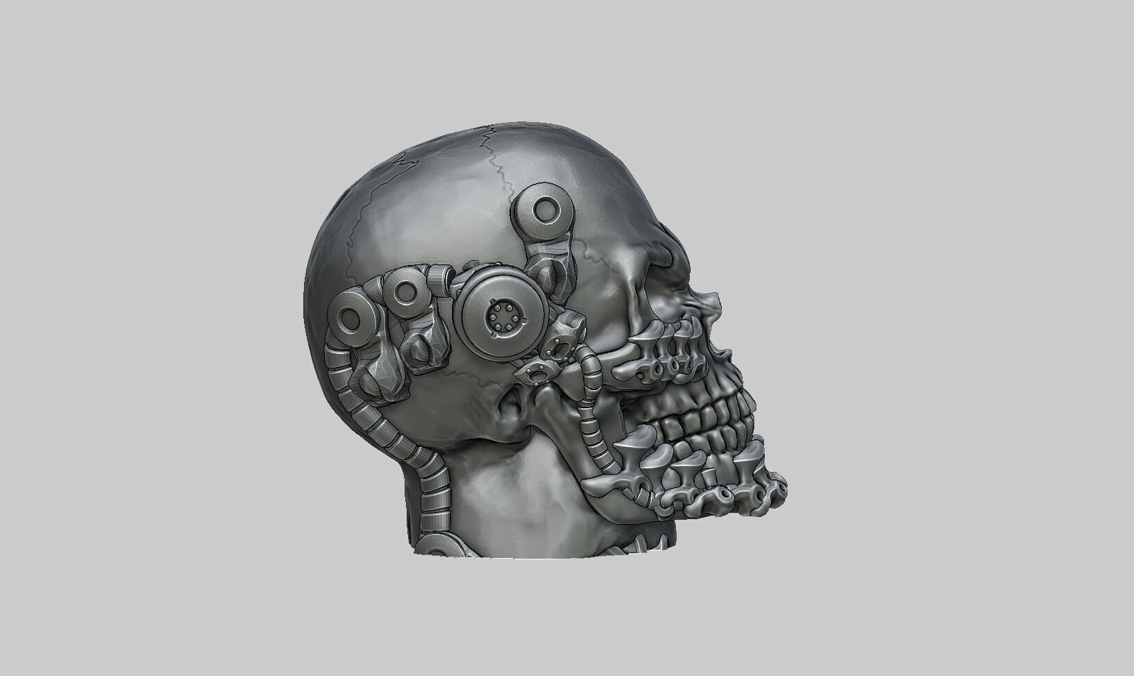 Robot Skull Headphone Stand 3D print model_6