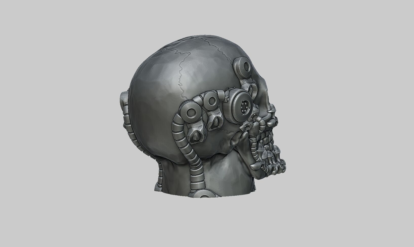Robot Skull Headphone Stand 3D print model_8