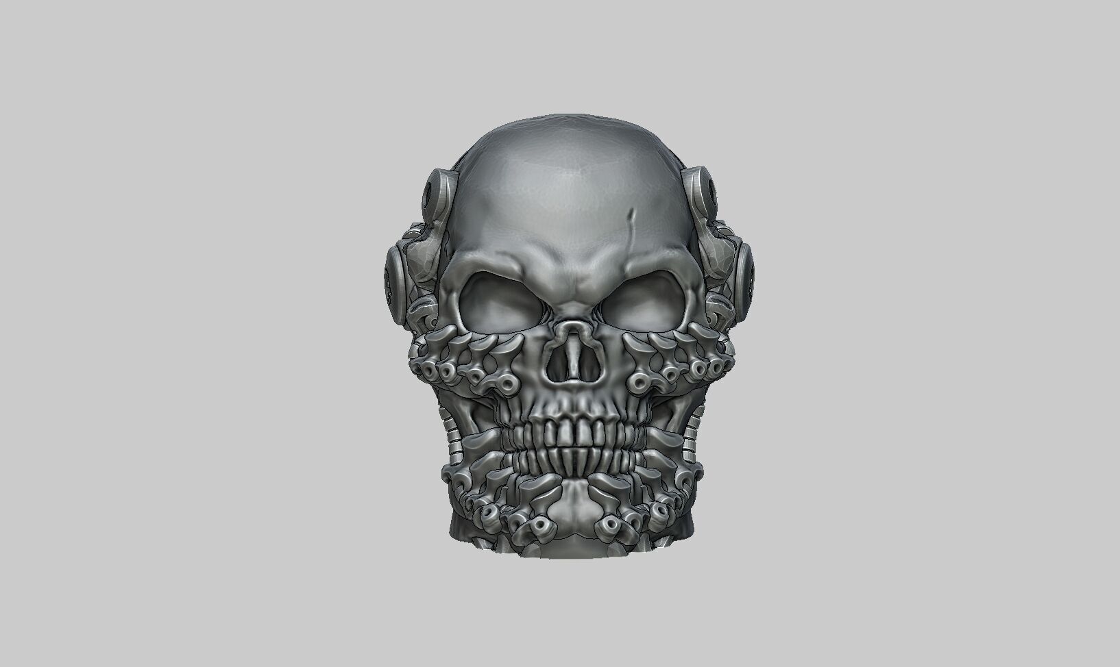 Robot Skull Headphone Stand 3D print model_10