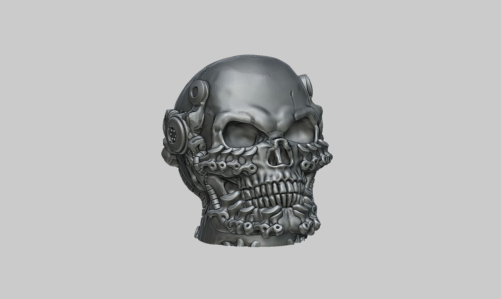 Robot Skull Headphone Stand 3D print model_5