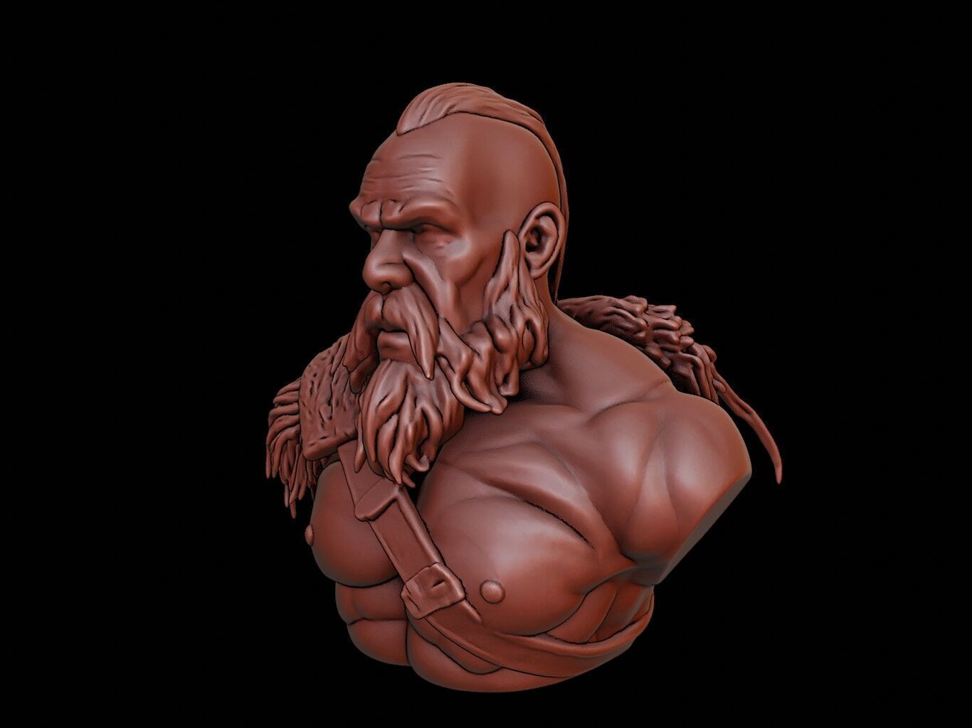 Viking Berserker Bust 3D print model_2