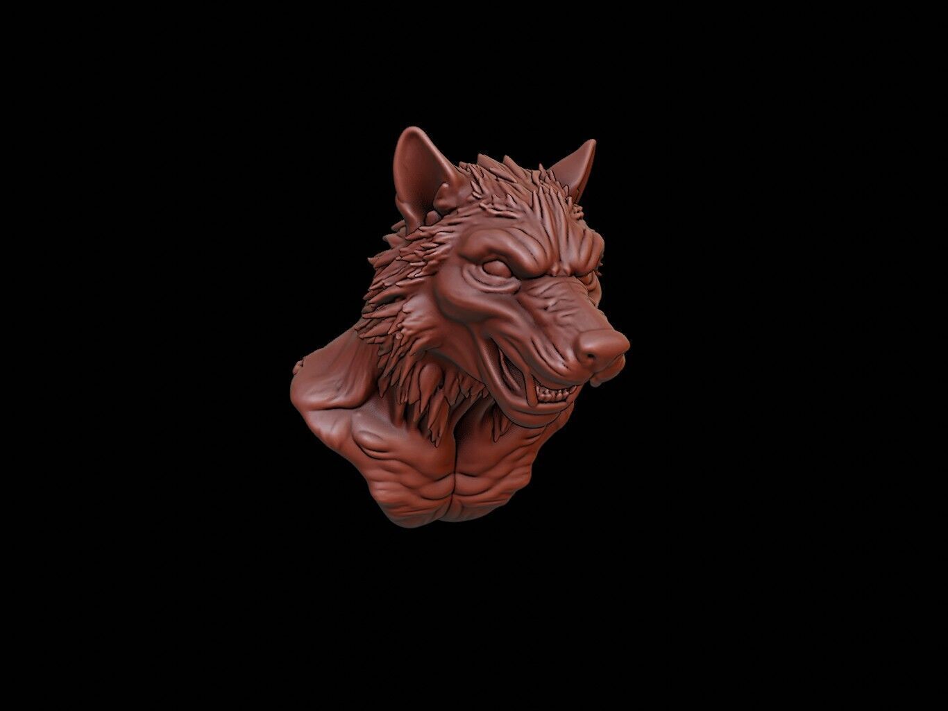Werewolf Bust 3D print model_1