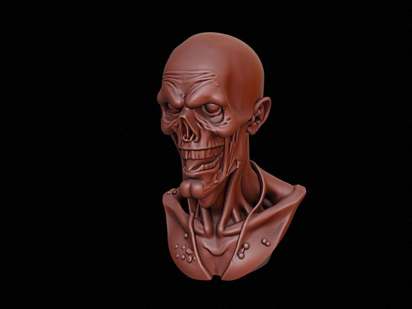 Zombie Bust 3D print model_2